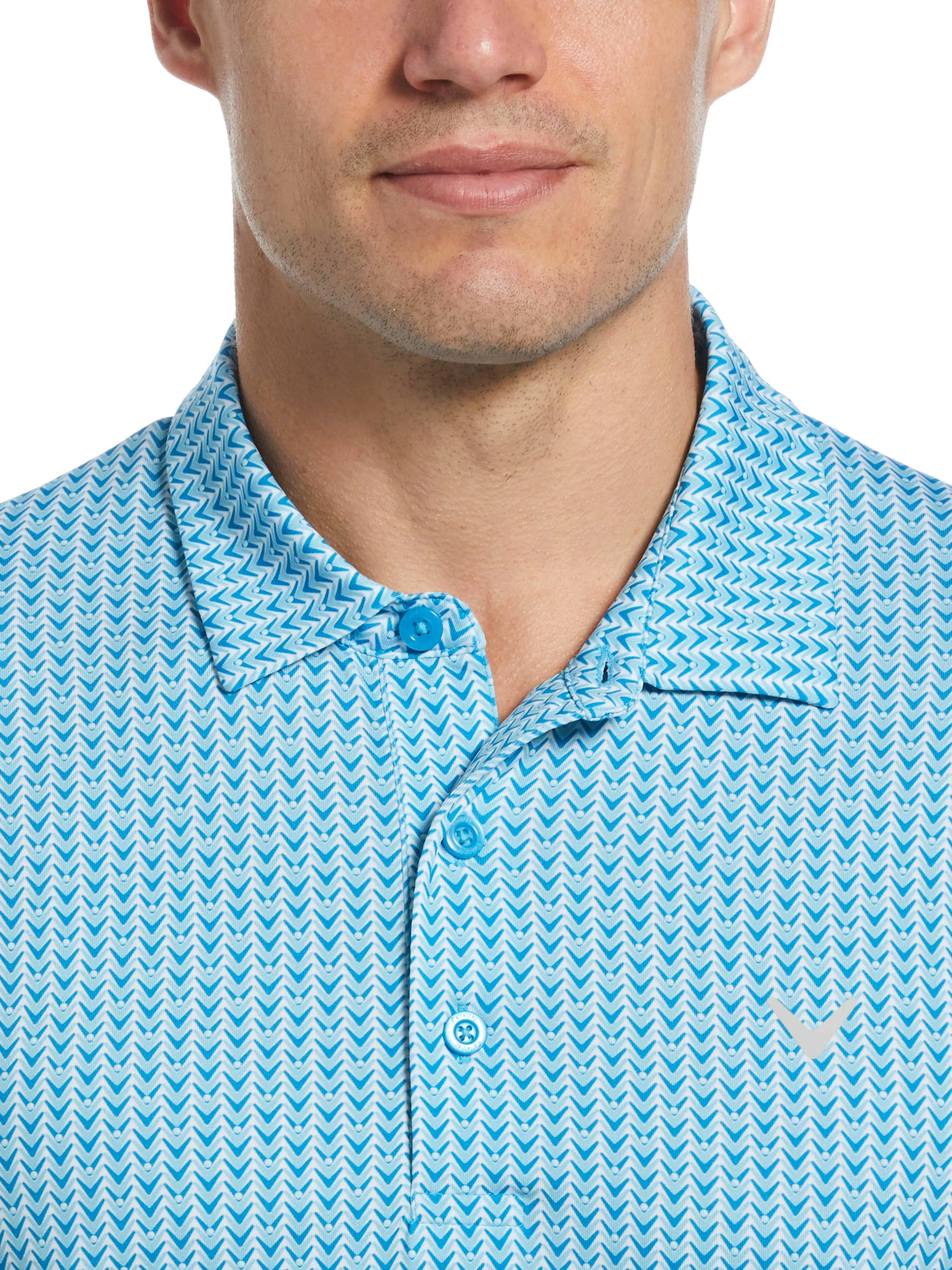 Mens Herringbone Print Polo