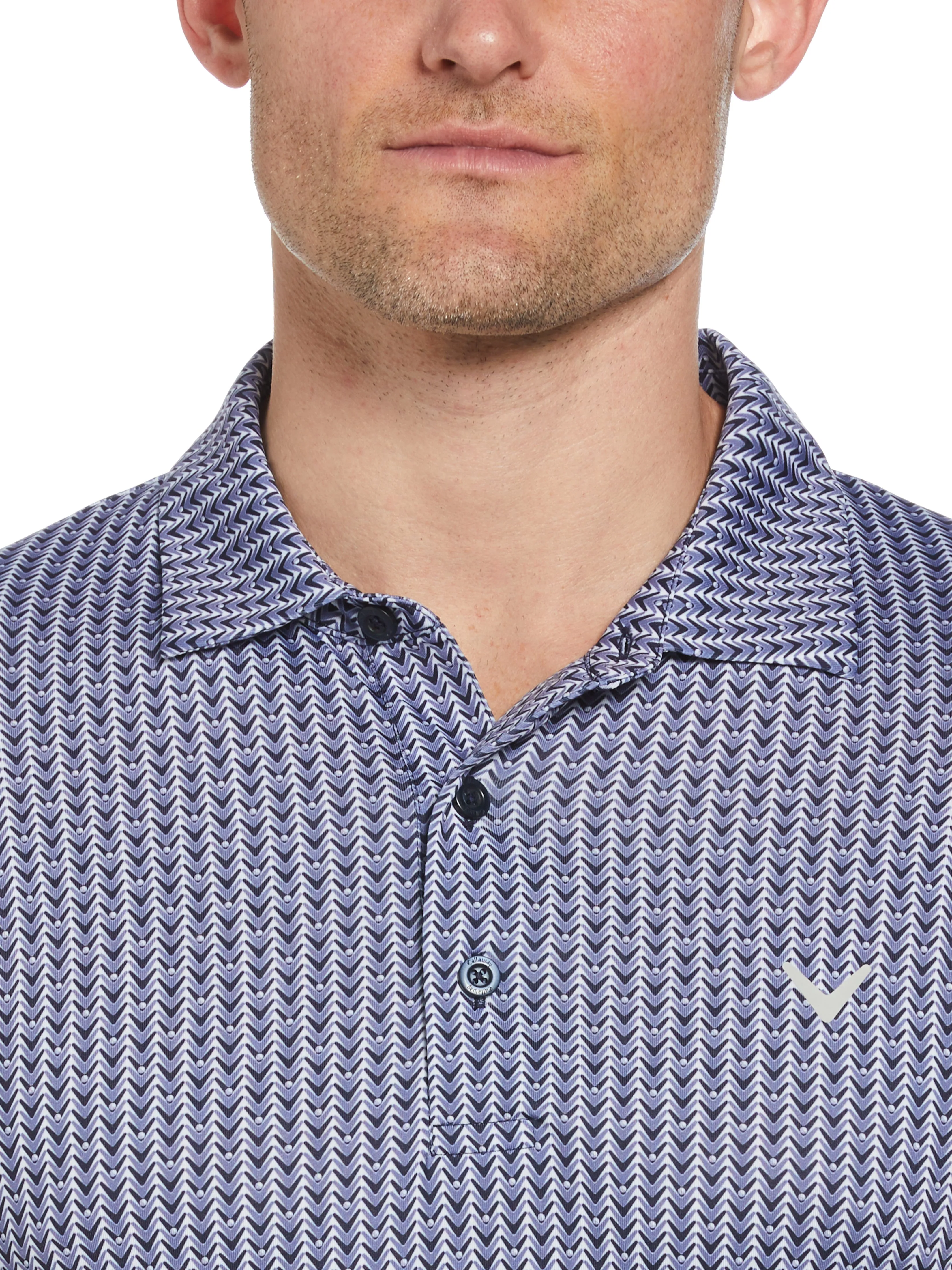 Mens Herringbone Print Polo