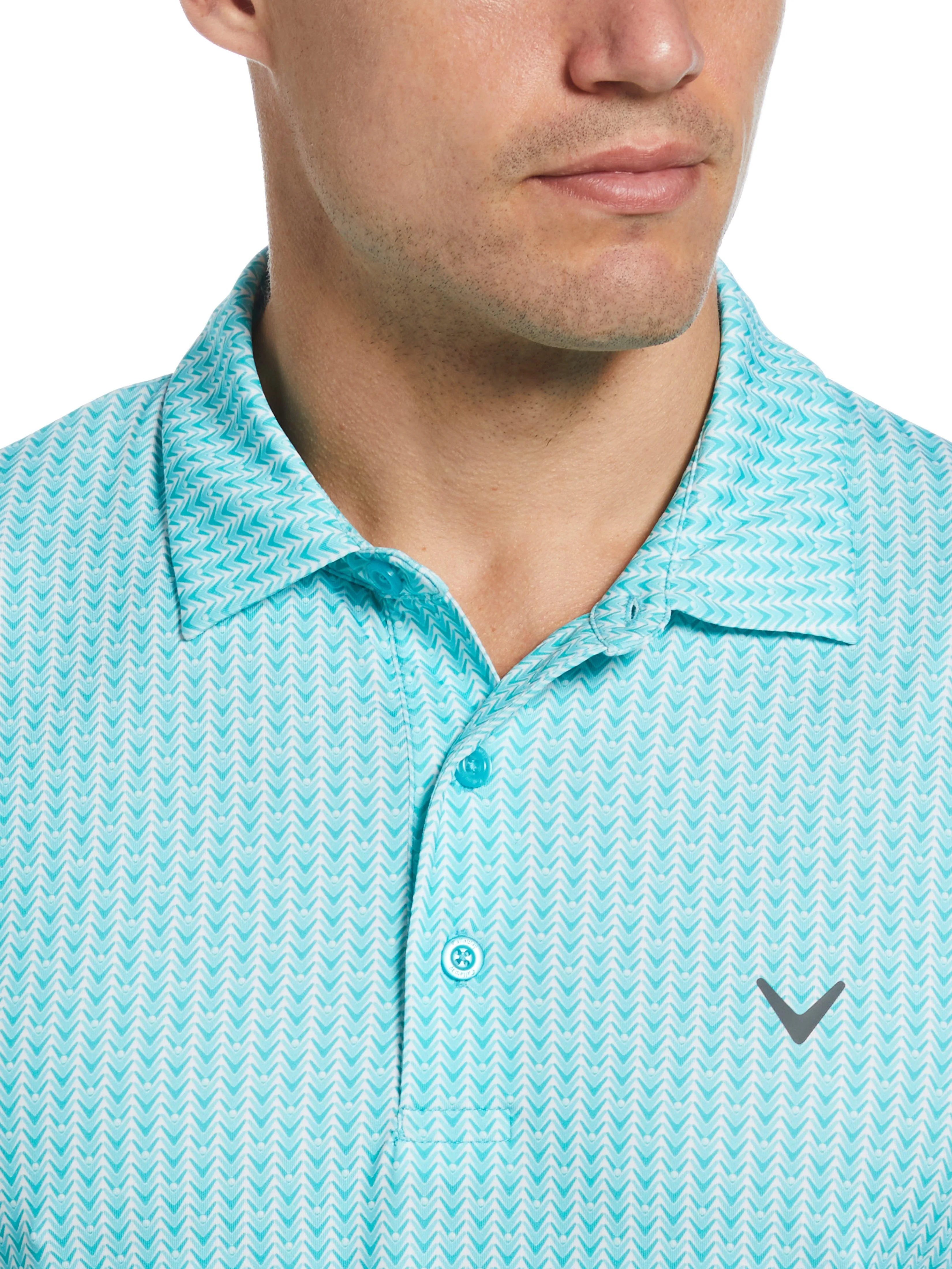 Mens Herringbone Print Polo