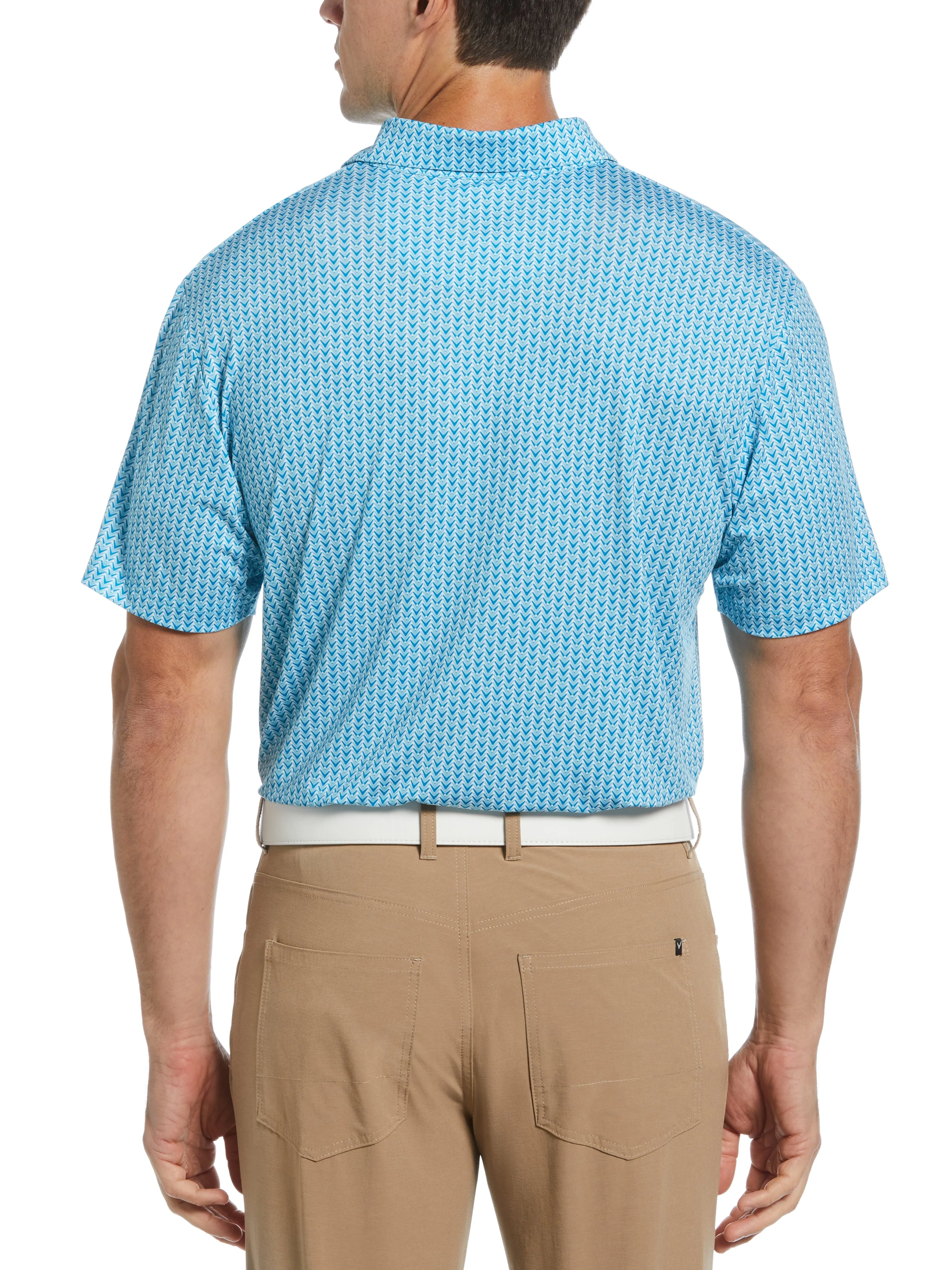 Mens Herringbone Print Polo
