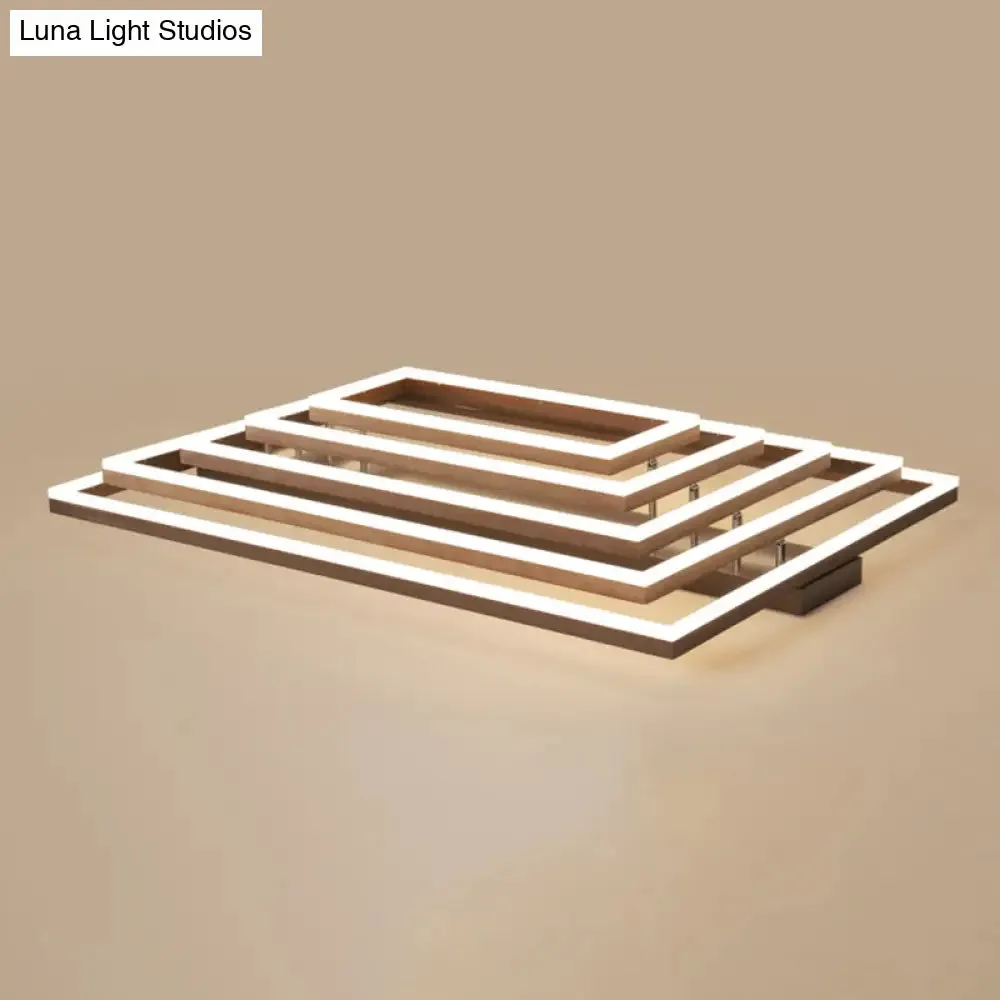 Modern Minimalist Rectangle Ceiling Lamp - LED Flush Mount Lighting in Brown