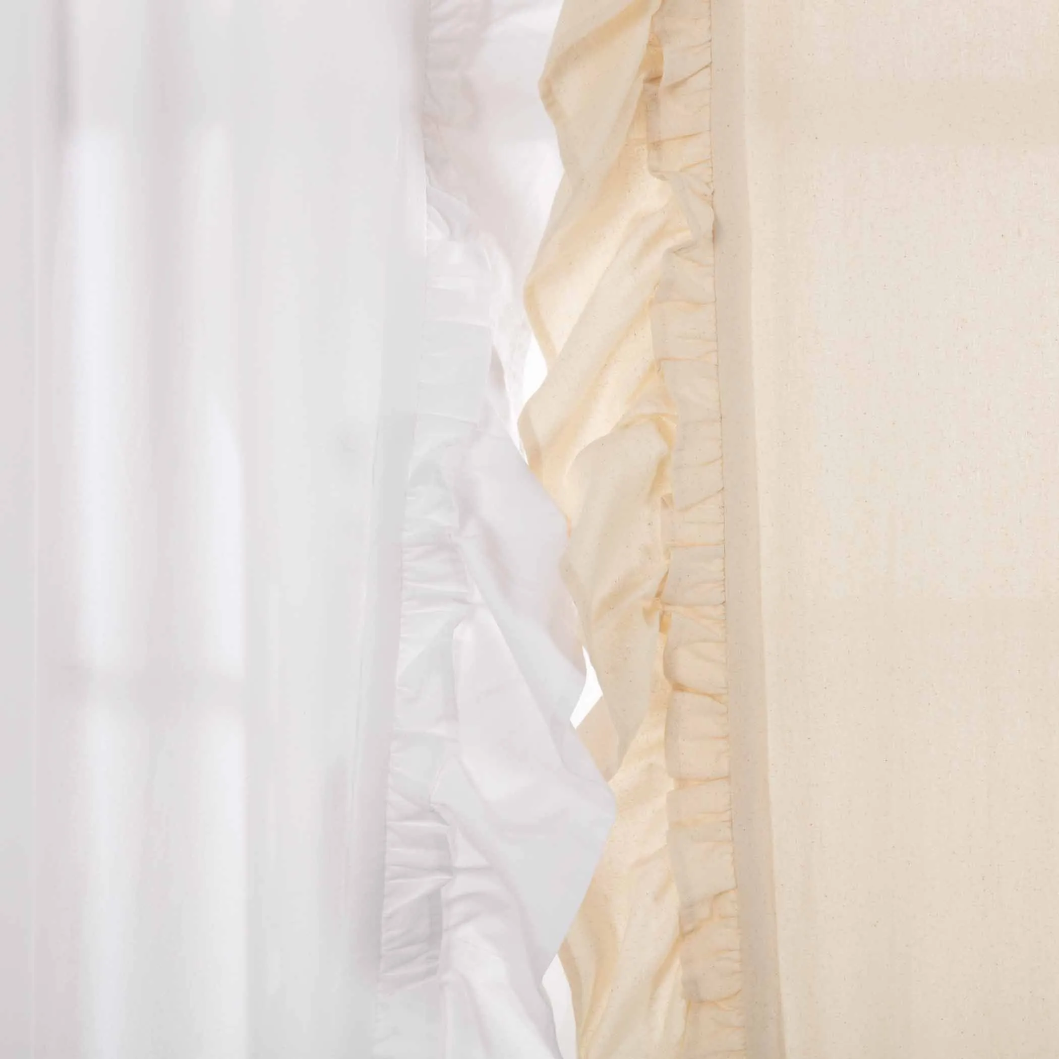 Muslin Ruffled Unbleached Natural Swag Set of 2 36x36x16