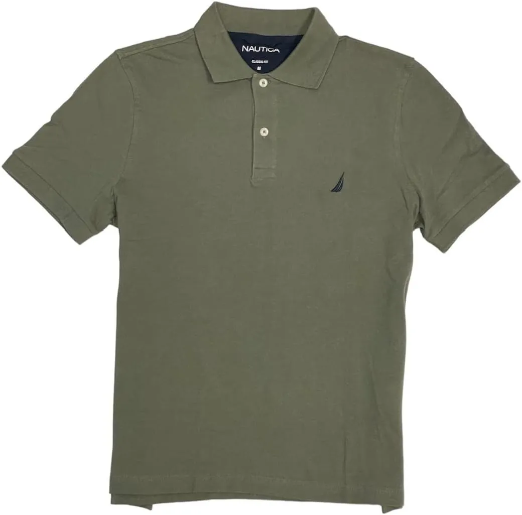 Nautica Men's Short Sleeve Solid Cotton Pique Polo Shirt