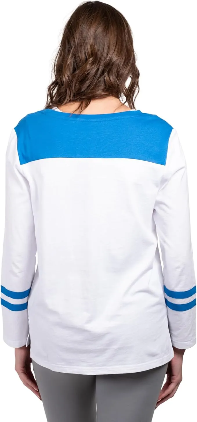 NFL Women's Official Super Soft Raglan Vintage Baseball T-Shirt|Detroit Lions