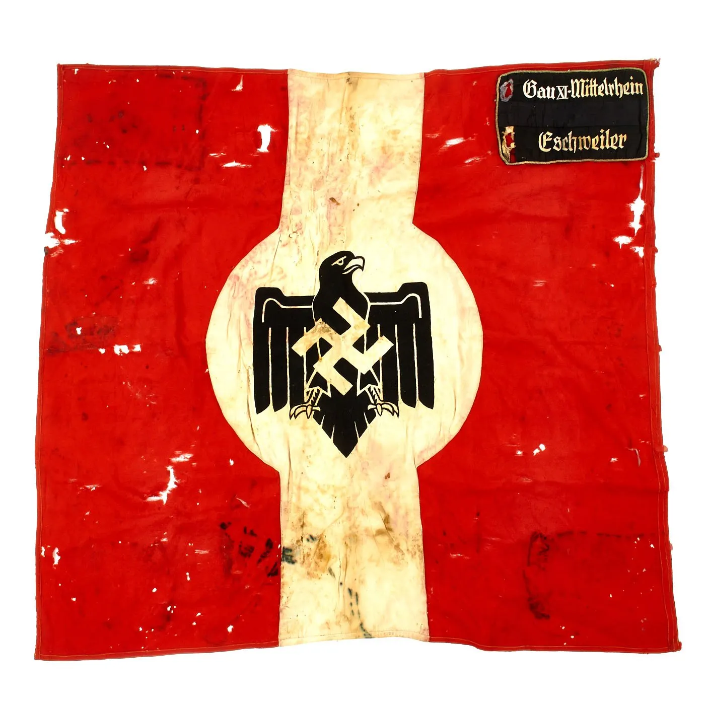 Original German WWII NSRL National Socialist Sports Association Unit Marked Flag - 48" x 53"
