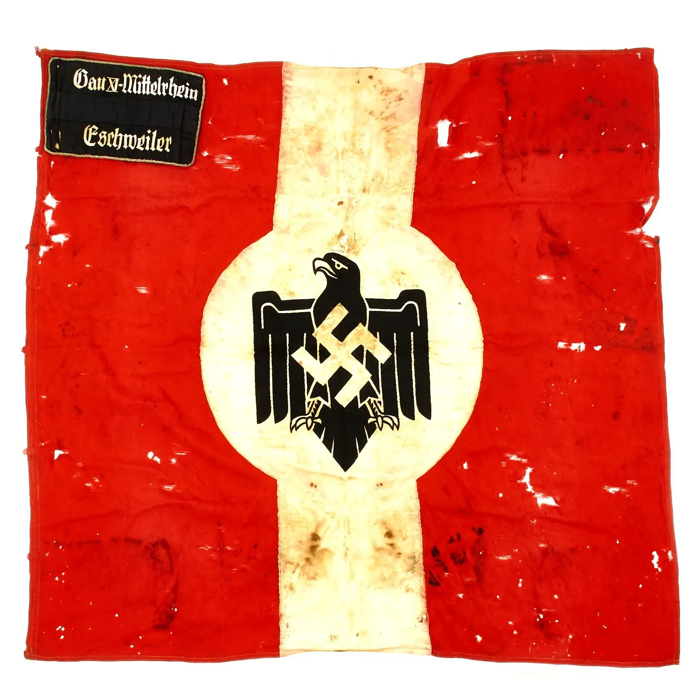 Original German WWII NSRL National Socialist Sports Association Unit Marked Flag - 48" x 53"