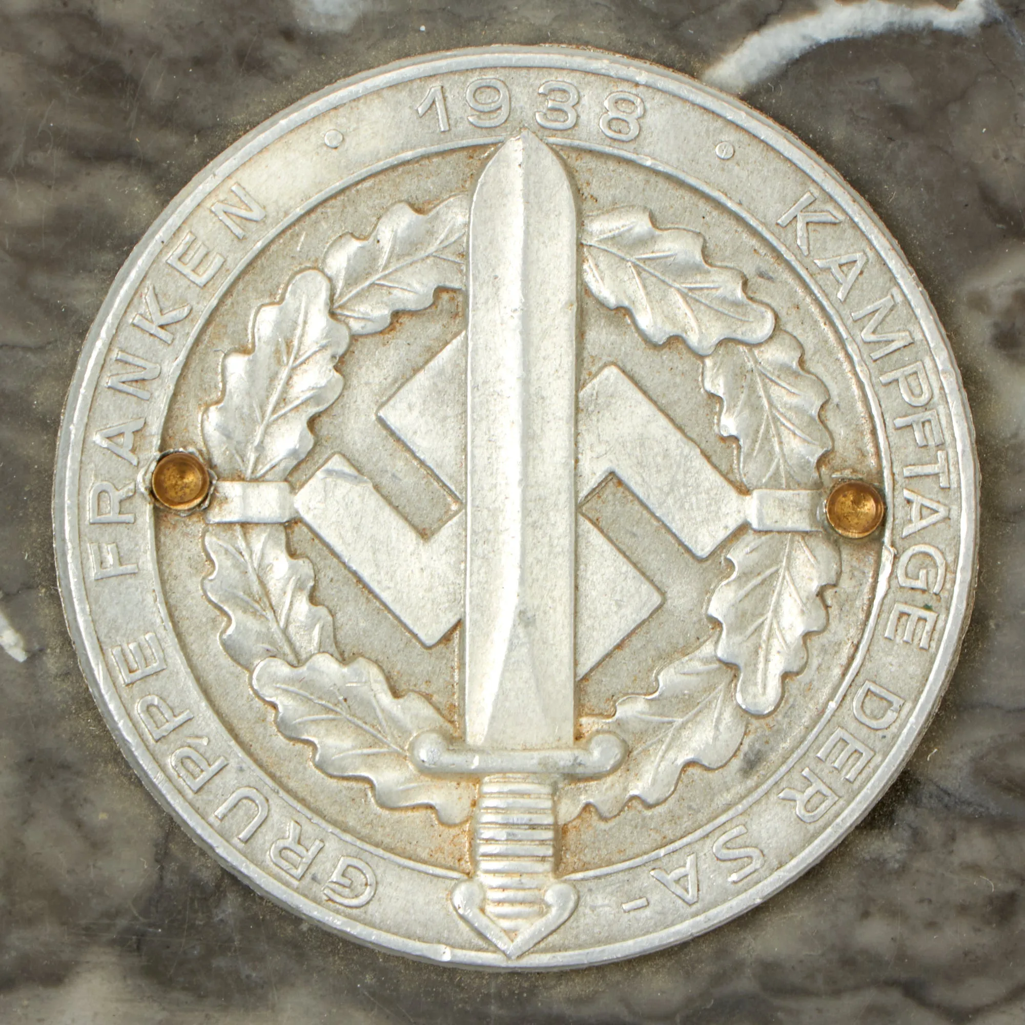 Original German WWII SA Gruppe Franken 1938 Sports Competition Marble Paperweight