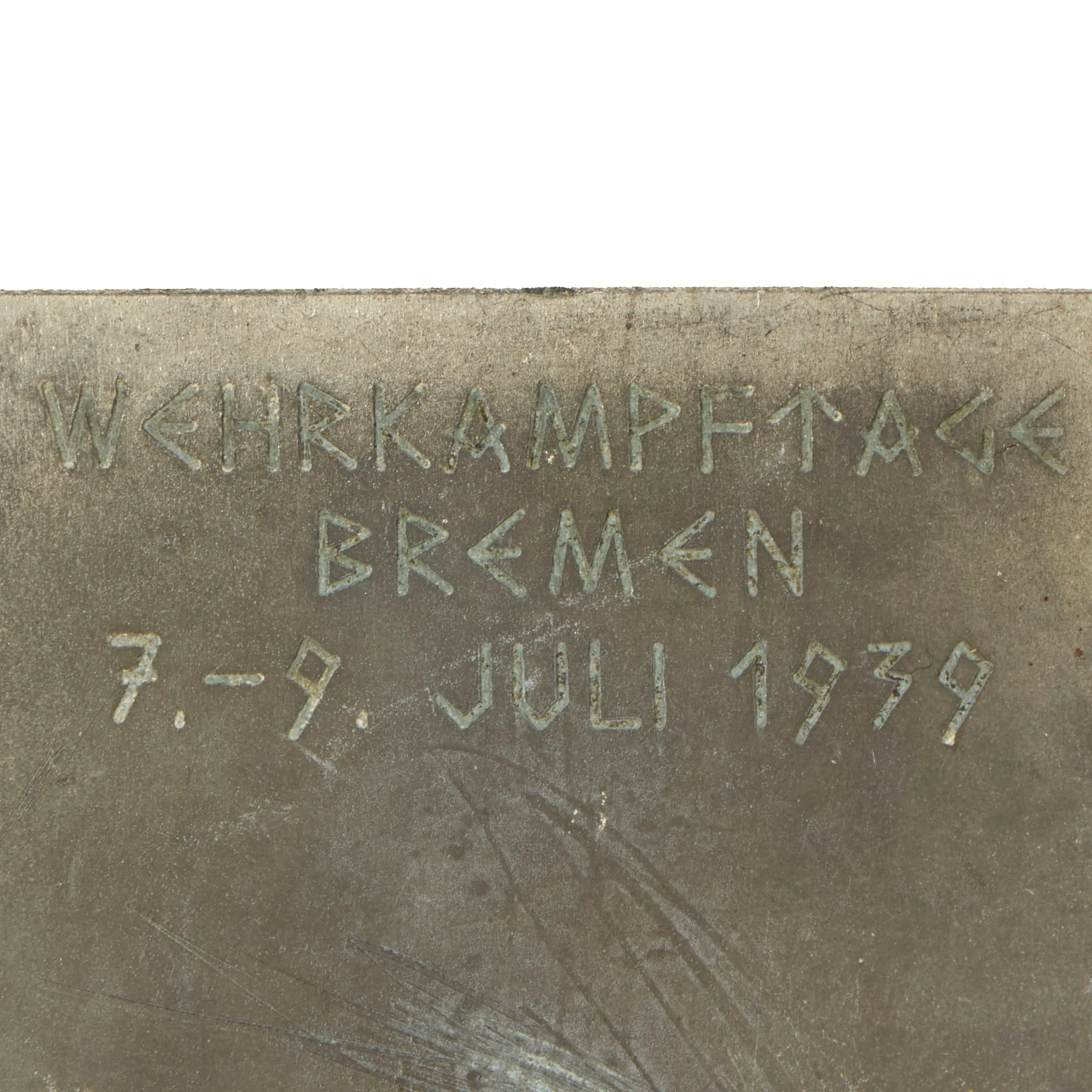 Original German WWII SA Gruppe Nordsee 1939 Bremen Sports Competition Table Medal - Obstacle Relay 2nd Place