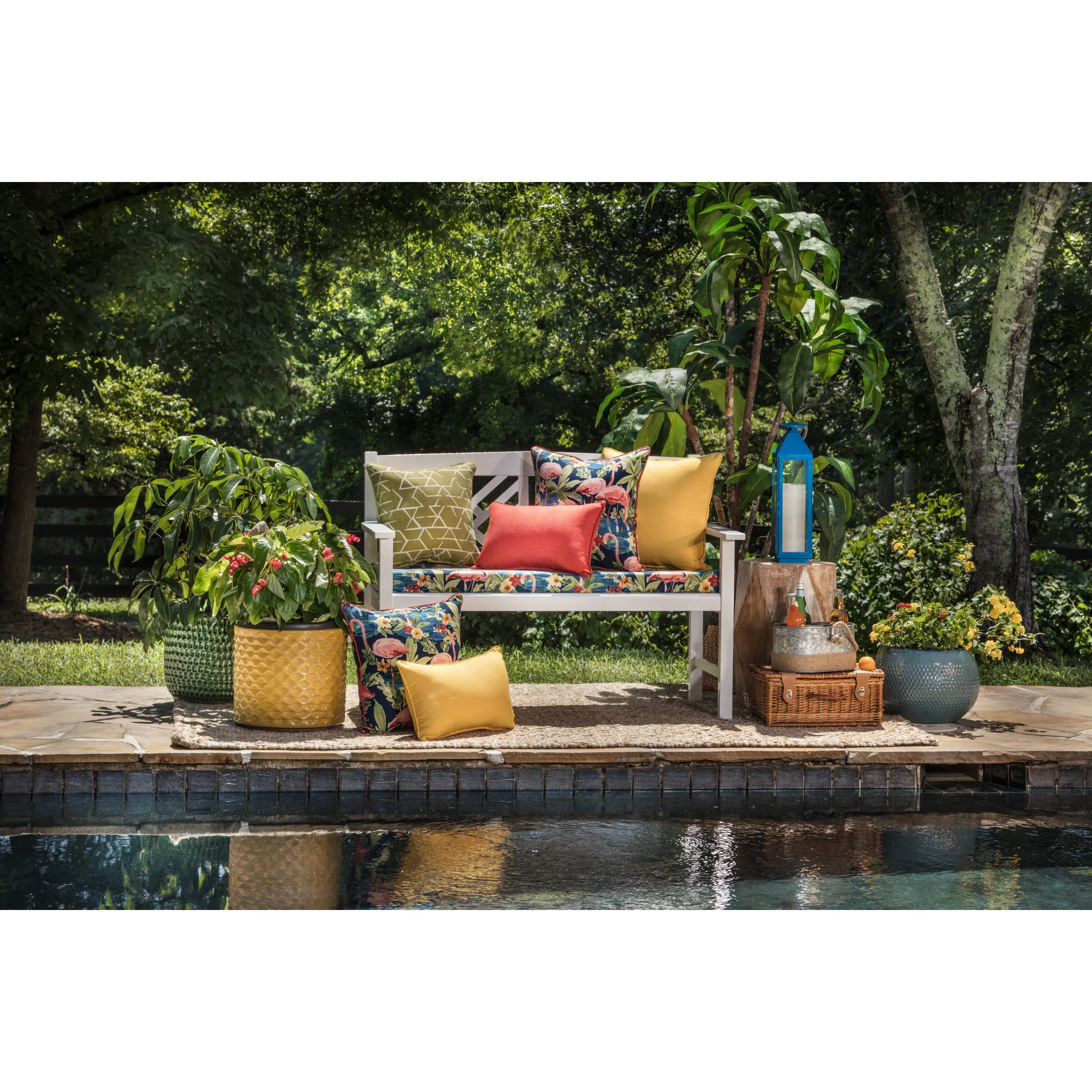 Outdoor/Indoor Fresco Solids Yellow Over-sized Rectangular Throw Pillow (Set of 2)