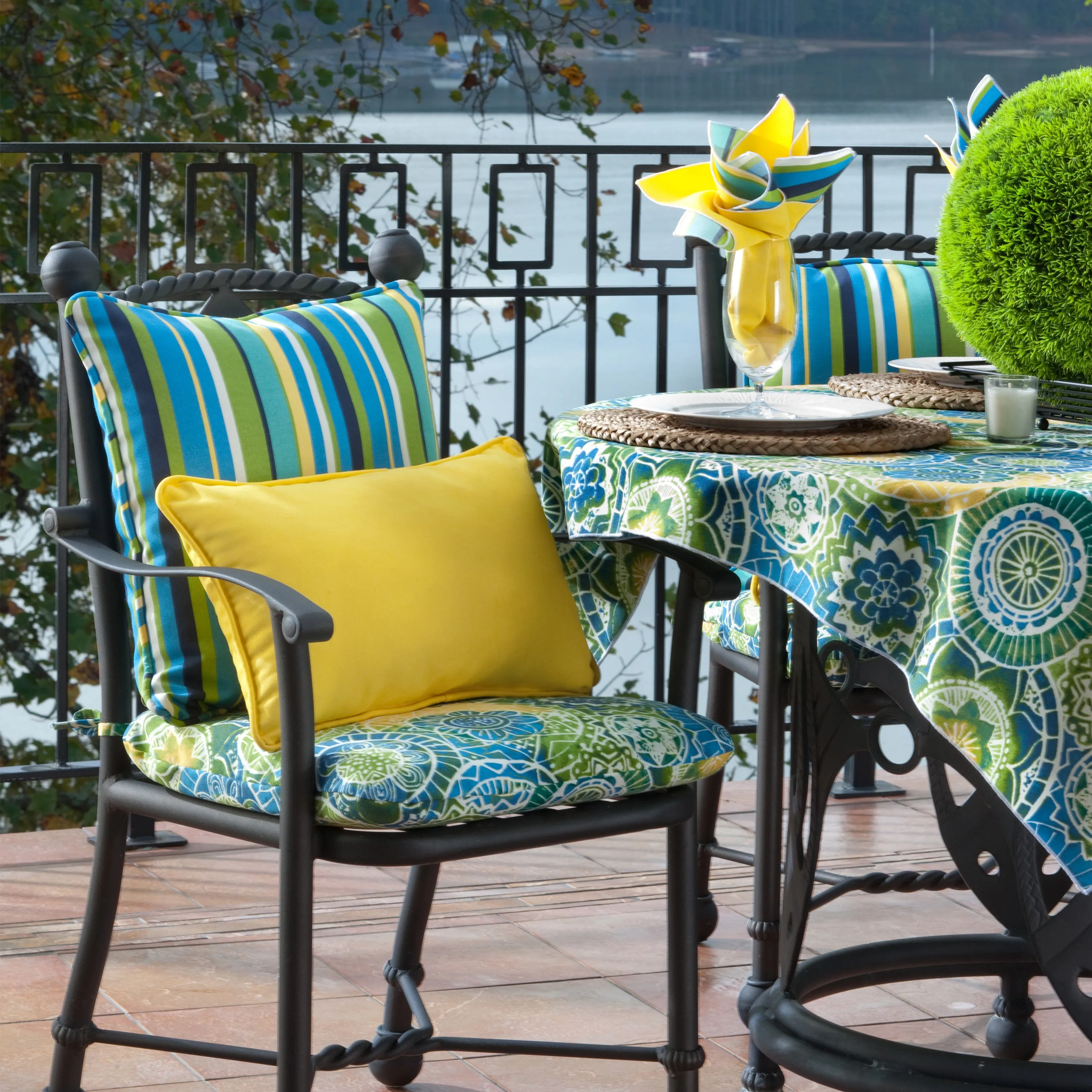 Outdoor/Indoor Fresco Solids Yellow Over-sized Rectangular Throw Pillow (Set of 2)