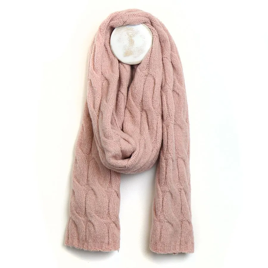 Pale Pink Recycled Polyester Blend Cable Knit