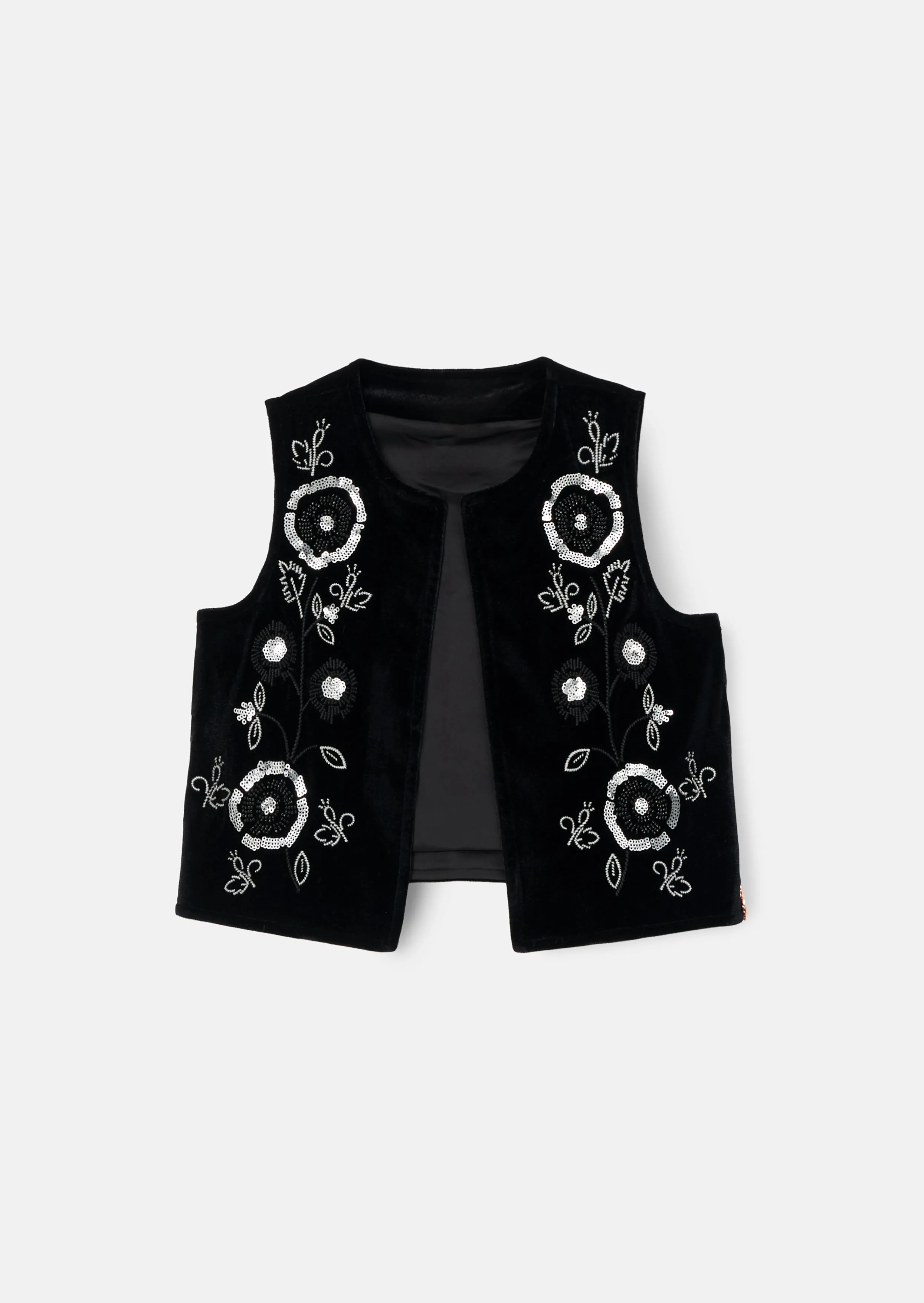 Paris Black Embroidered Velvet Waistcoat