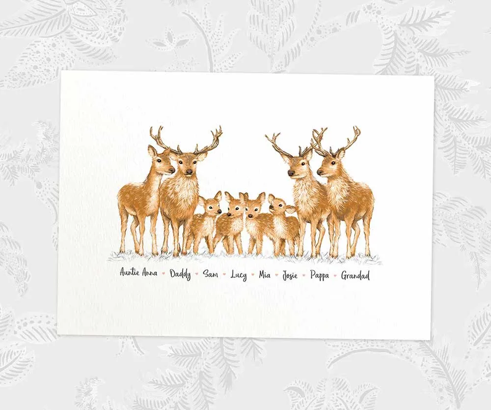 Personalised Deer Family Portrait