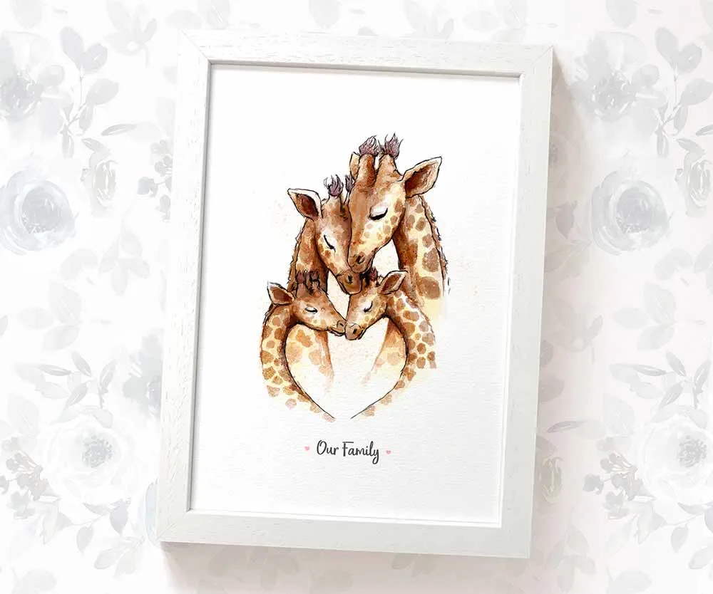 Personalised Giraffe Family of Four Print 2A2B