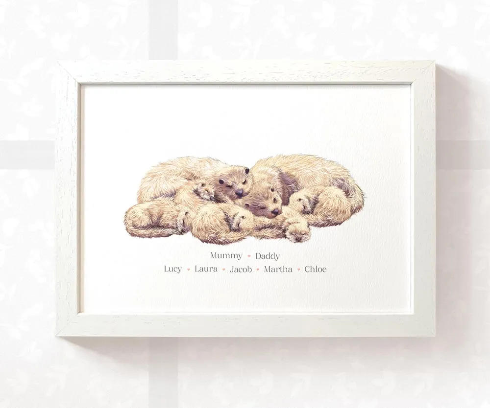 Personalised Sleeping Otter Family Portrait