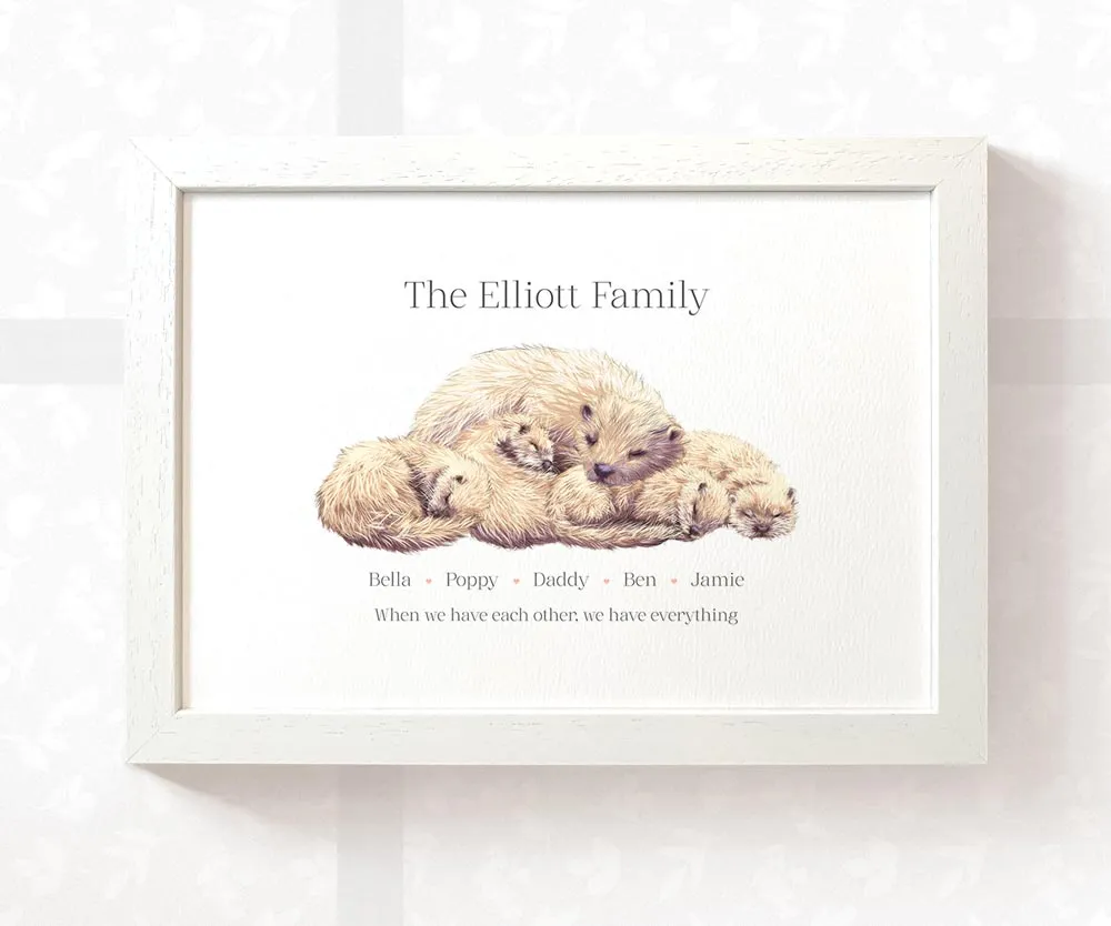 Personalised Sleeping Otter Family Portrait