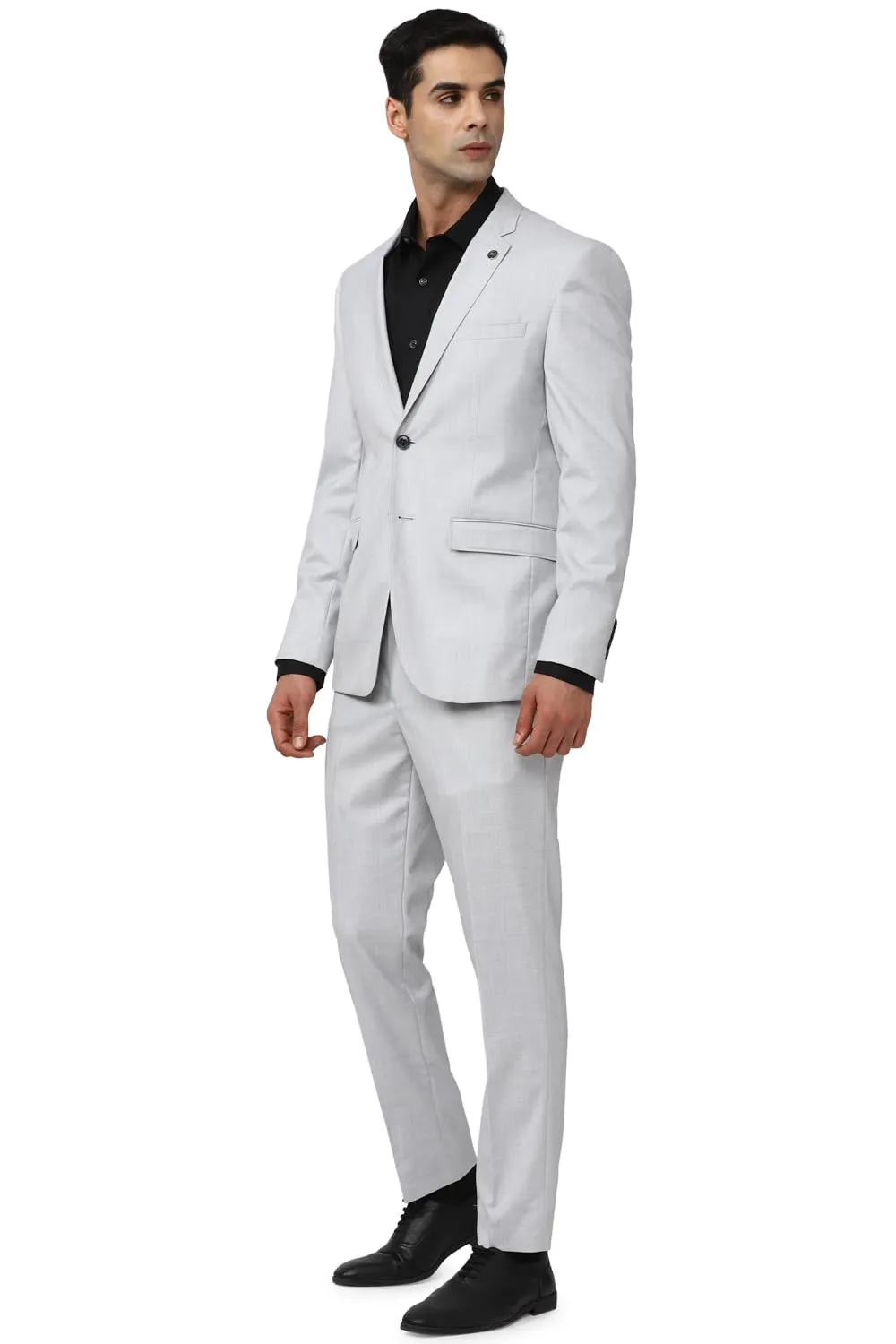 Peter England Men's Polyester Blend Two Piece Suit (PISUWNSPA28449_Grey