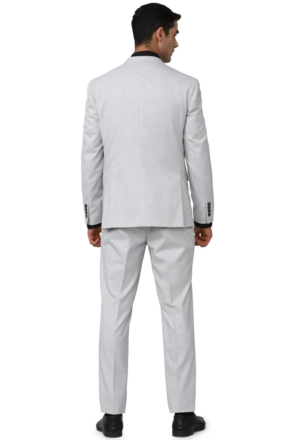 Peter England Men's Polyester Blend Two Piece Suit (PISUWNSPA28449_Grey