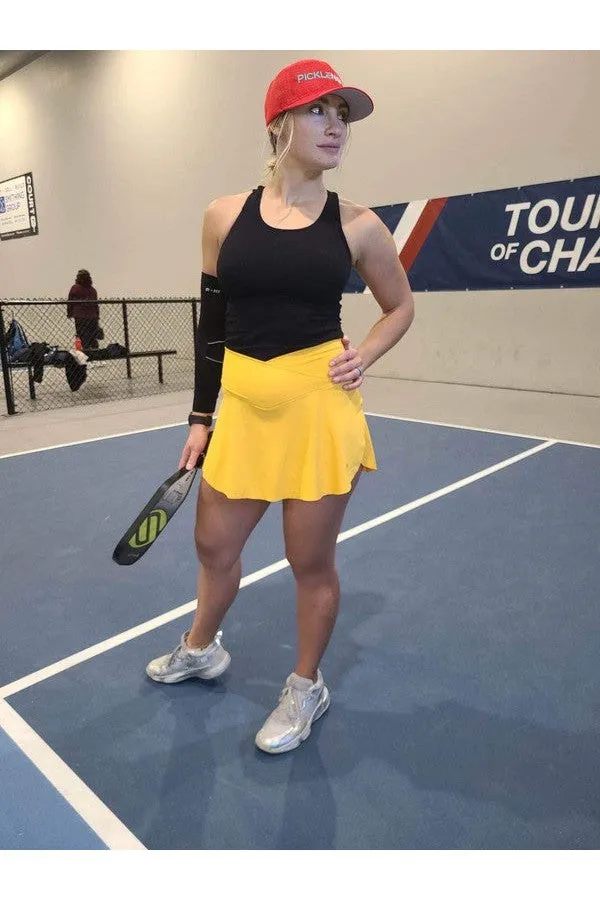 Pickleball Crossover Side Pocket 2-In-1 Skort - Mustard Yellow