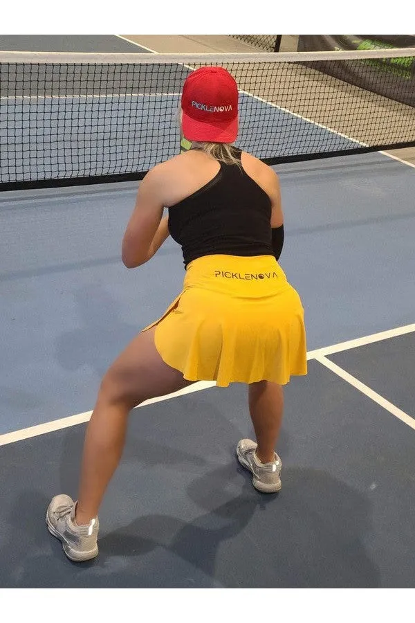 Pickleball Crossover Side Pocket 2-In-1 Skort - Mustard Yellow