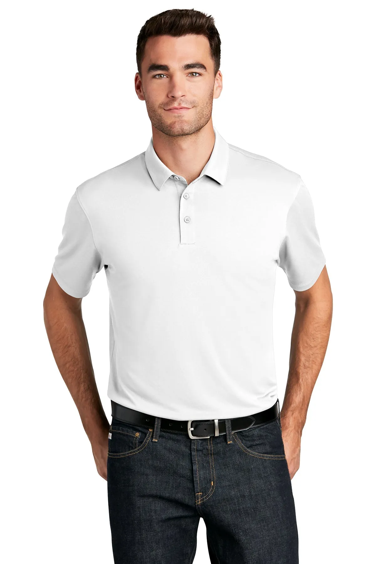 Port Authority UV Choice Pique Customized Polos, White