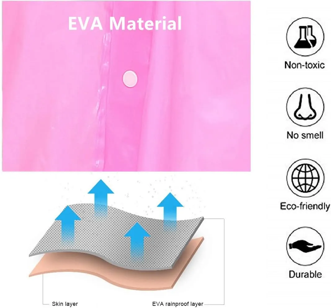 Raincoat Rain Poncho for Kids, 2-5 Pack Reusable EVA Rain Coats for 6-14 Boys Girls, Rain Jackets Gear with Hood