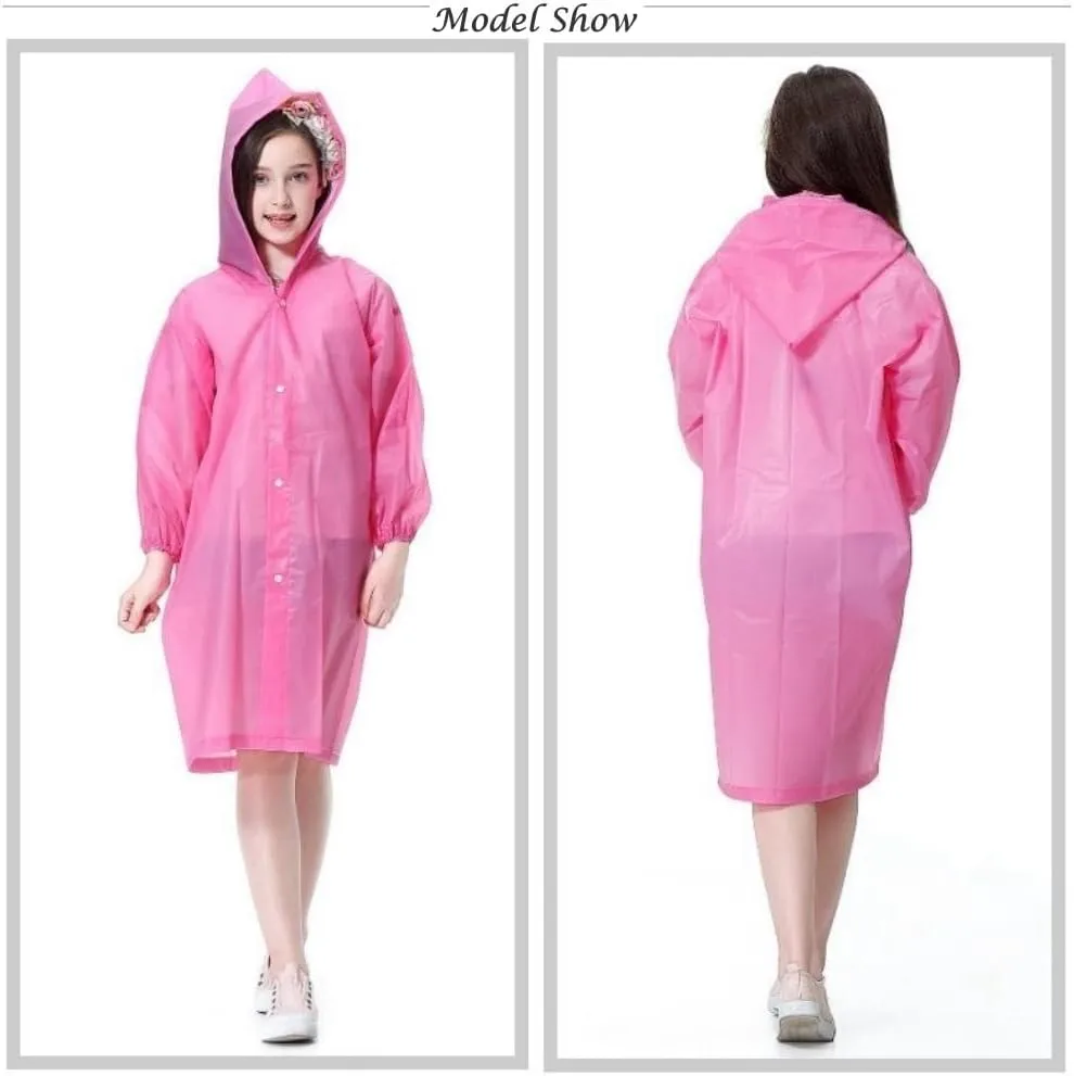 Raincoat Rain Poncho for Kids, 2-5 Pack Reusable EVA Rain Coats for 6-14 Boys Girls, Rain Jackets Gear with Hood