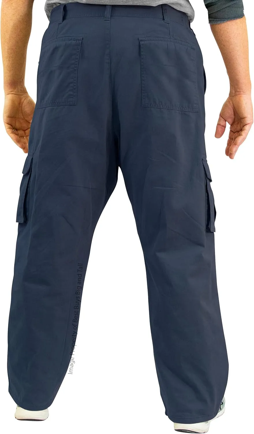 ROCXL Big & Tall Men's Cotton Cargo Pants with Expandable Waist