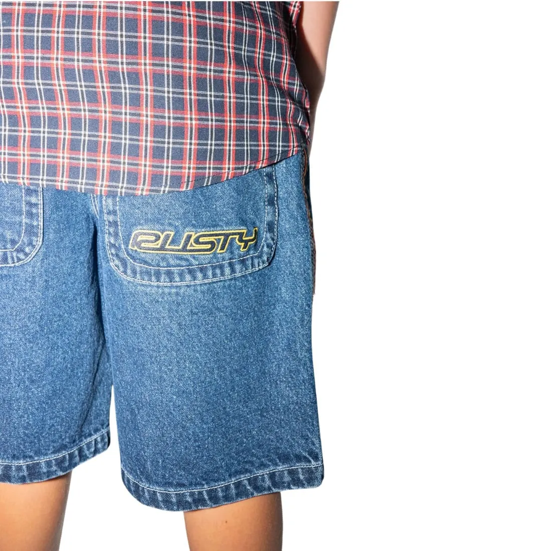 Rusty Boys Flip Daddy Jort Jean Shorts - Deep Sea Blue/Red Gold