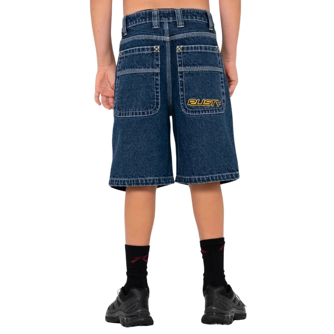 Rusty Boys Flip Daddy Jort Jean Shorts - Deep Sea Blue/Red Gold