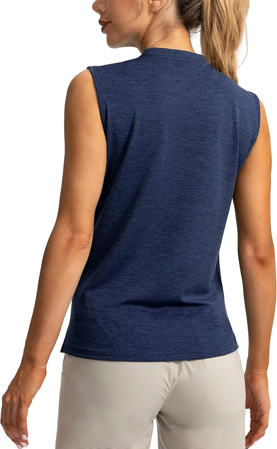 SANTINY Women's Sleeveless Golf Shirt Zip Up Tennis Lightweight Quick Dry Tank Tops Polo Shirts for Women