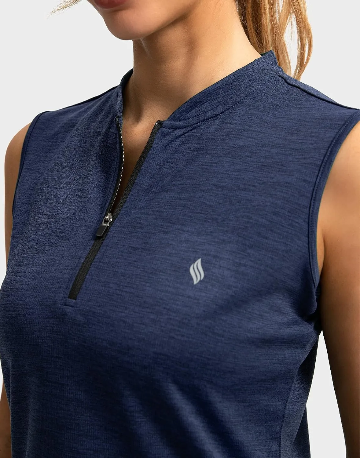 SANTINY Women's Sleeveless Golf Shirt Zip Up Tennis Lightweight Quick Dry Tank Tops Polo Shirts for Women