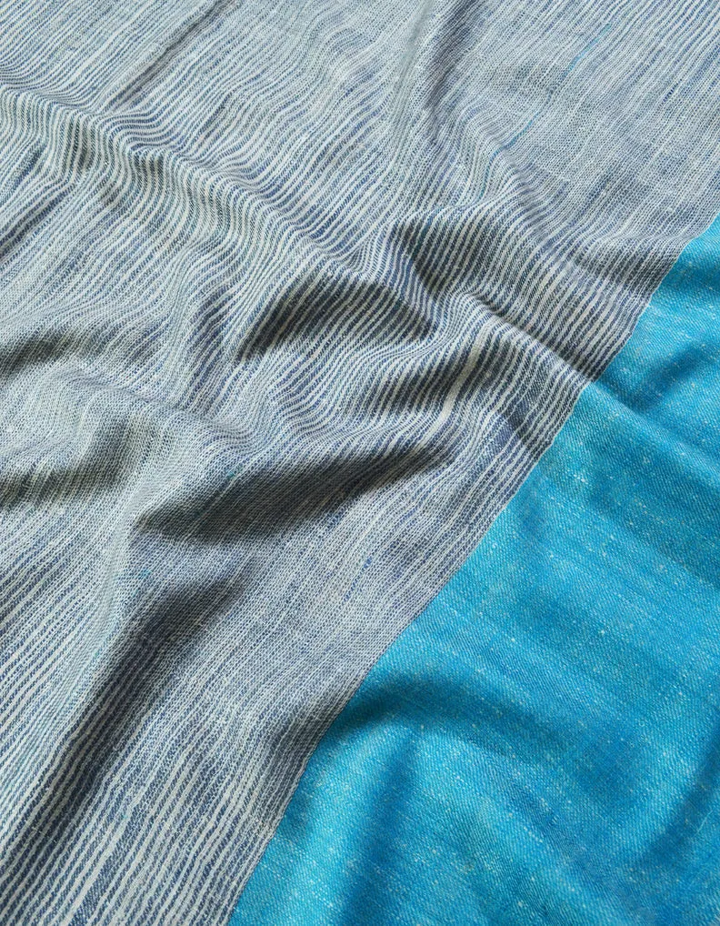 Sky Blue and White Striped Pashmina Stole 7265