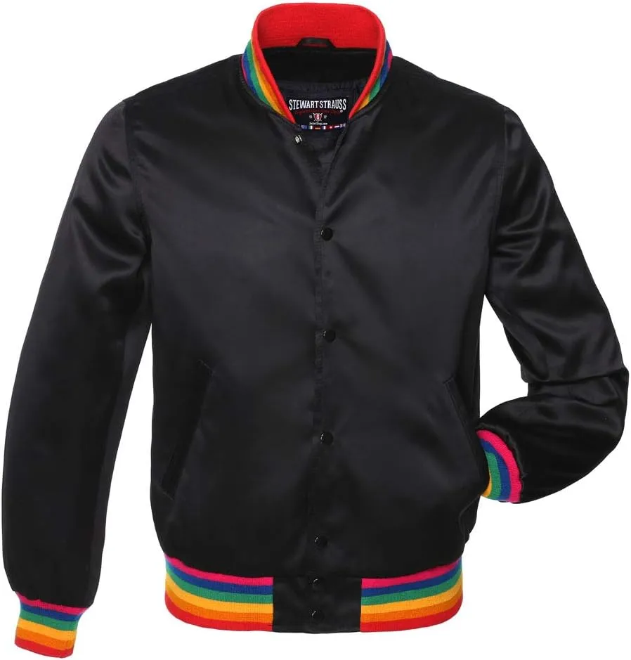 Stewart & Strauss Original Satin Bomber Jacket Since 1977 (19 Team Colors) Satin XXS to 6XL,Original