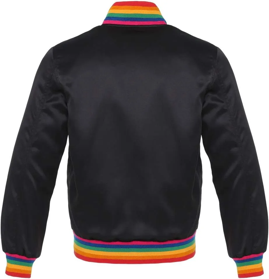 Stewart & Strauss Original Satin Bomber Jacket Since 1977 (19 Team Colors) Satin XXS to 6XL,Original