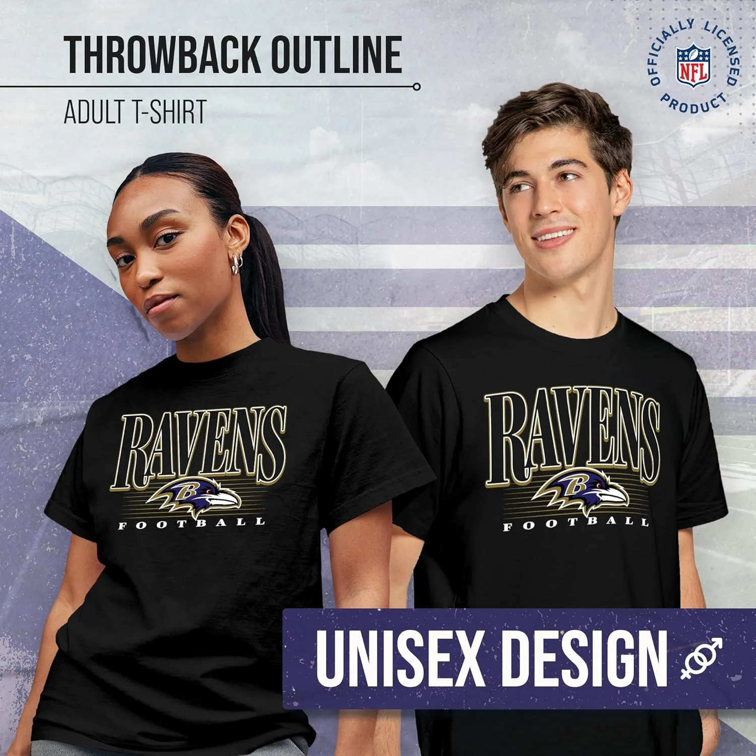 Team Fan Apparel NFL Adult Overtime Blueprint Tag-Less T-Shirt, Unisex Football Tee