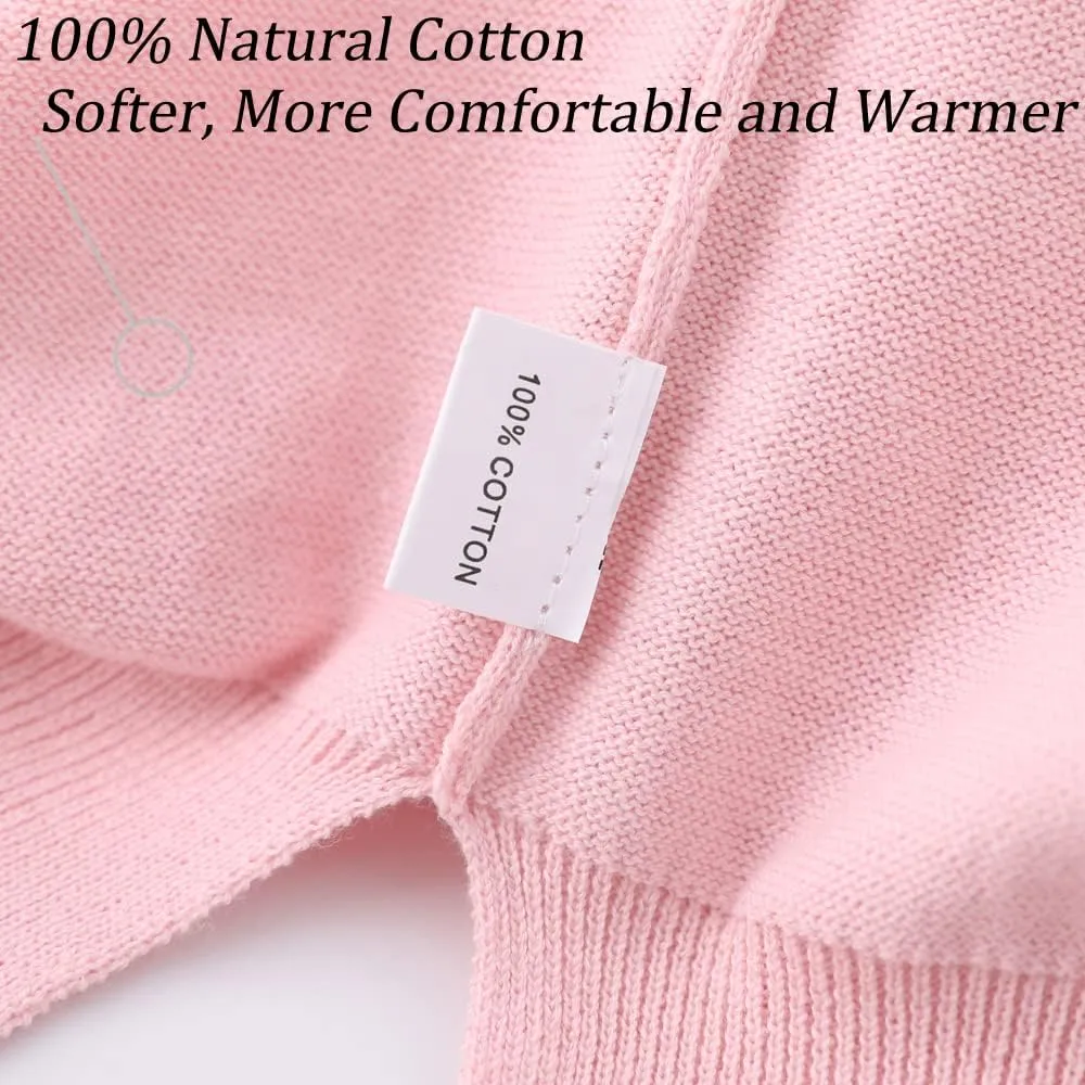 UMELOK Girls' Cardigans Sweater Cotton Button Solid Long Sleeve Knit Sweaters