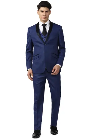 Van Heusen Men's Polyester Blend Three Piece Suit (VHSUCSLFT39981_Blue