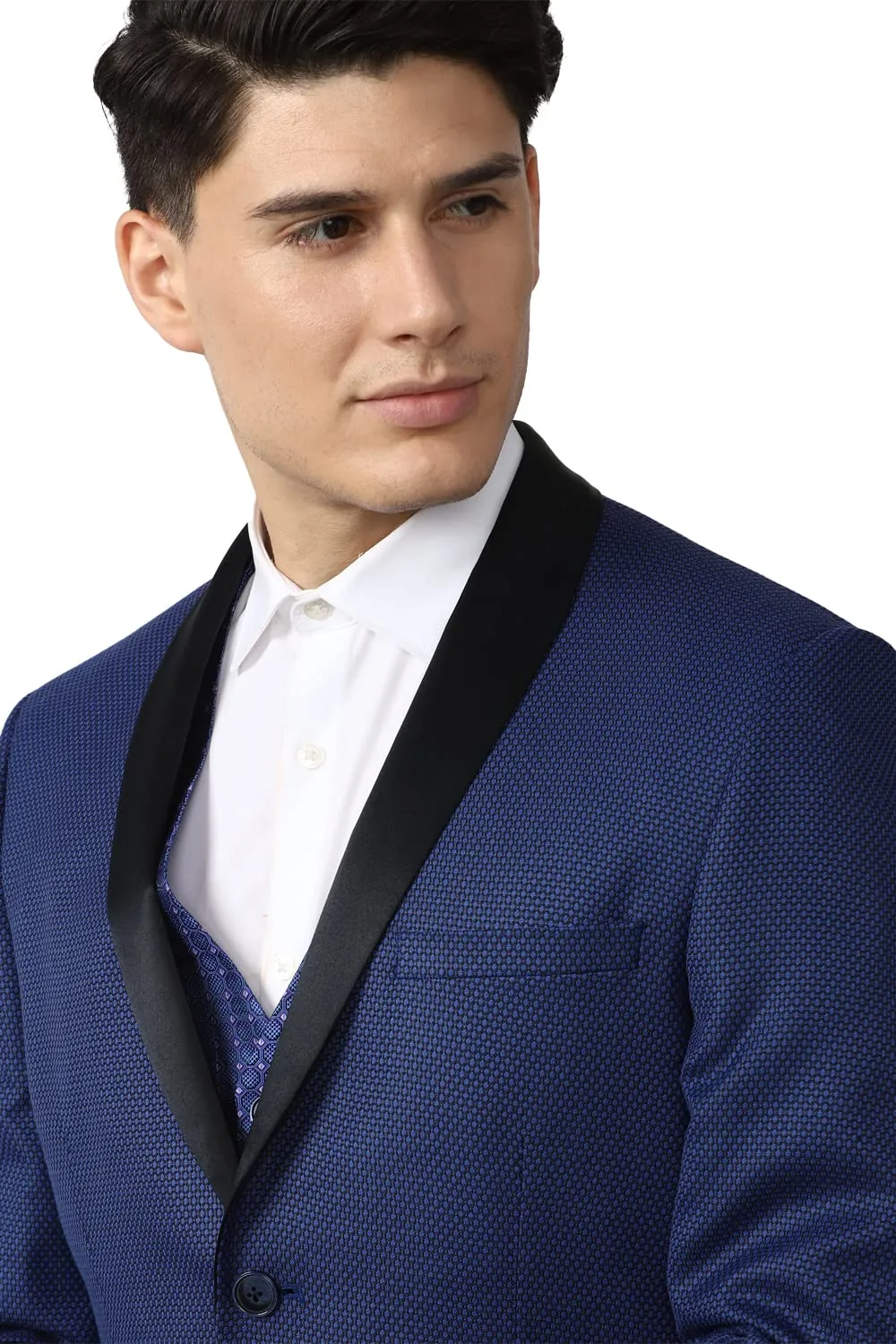 Van Heusen Men's Polyester Blend Three Piece Suit (VHSUCSLFT39981_Blue