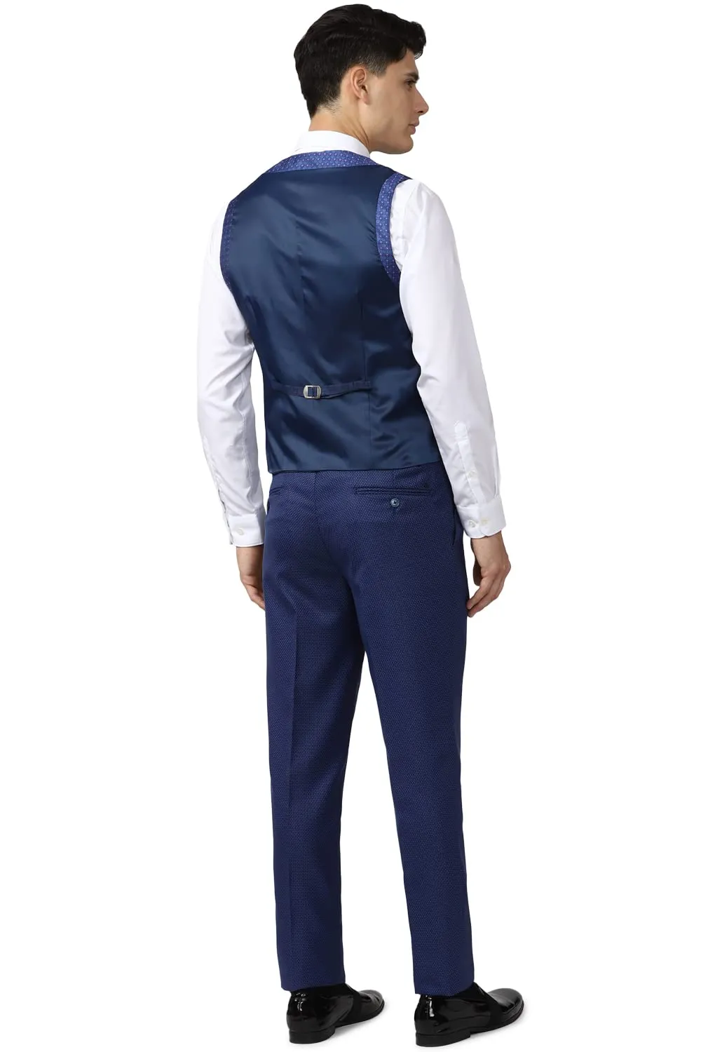 Van Heusen Men's Polyester Blend Three Piece Suit (VHSUCSLFT39981_Blue