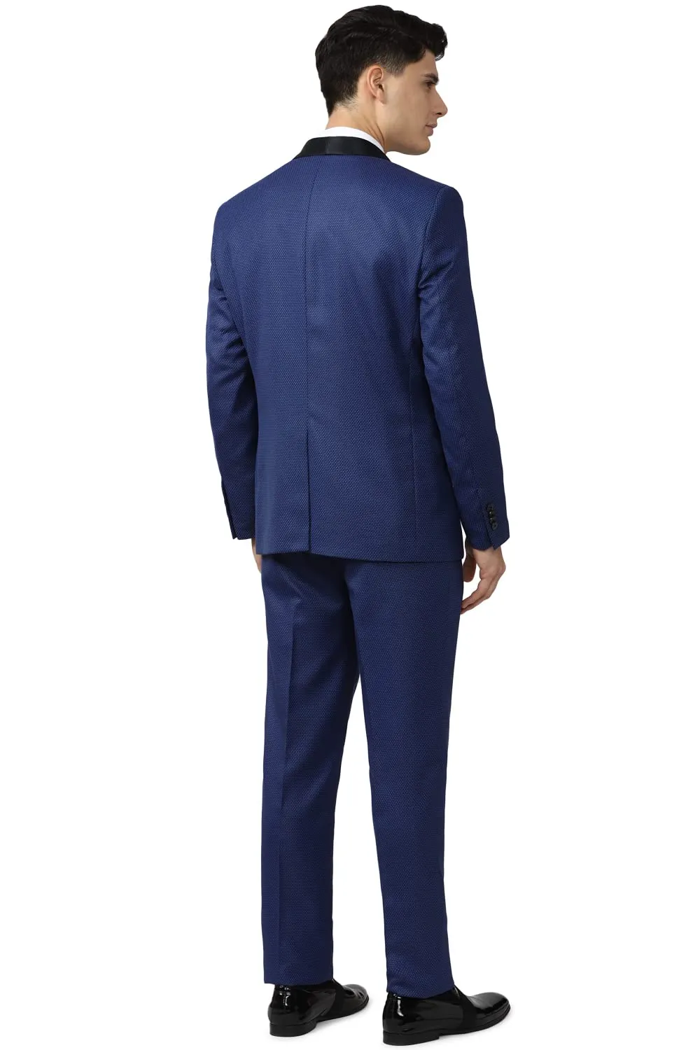 Van Heusen Men's Polyester Blend Three Piece Suit (VHSUCSLFT39981_Blue