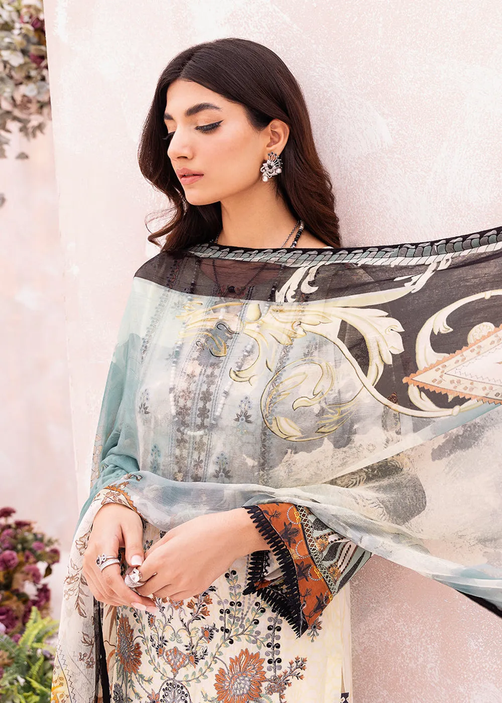 White Pakistani Salwar Suit - Ramsha Mashaal Collection Vol 7 - #L-703