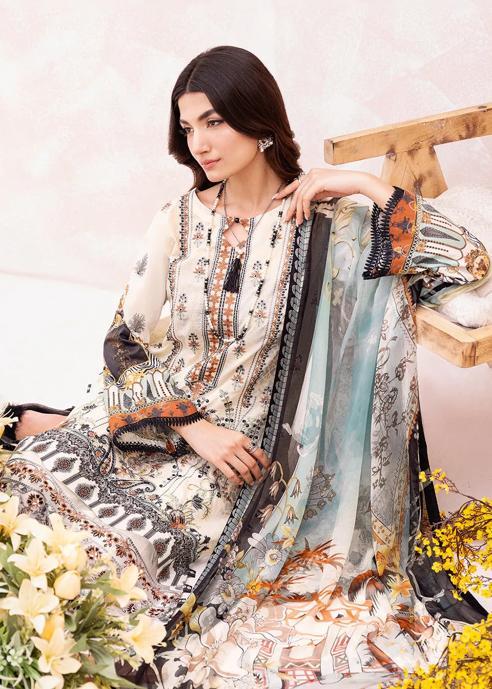 White Pakistani Salwar Suit - Ramsha Mashaal Collection Vol 7 - #L-703