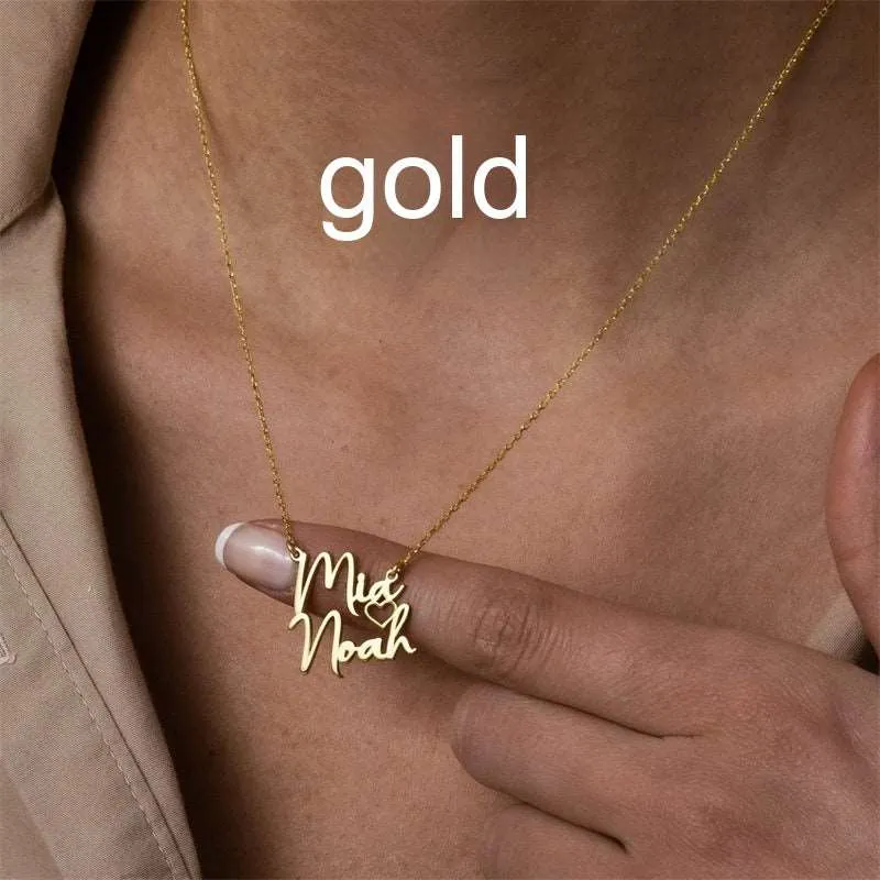 Women's Personalized Double Name Stainless Steel Necklace