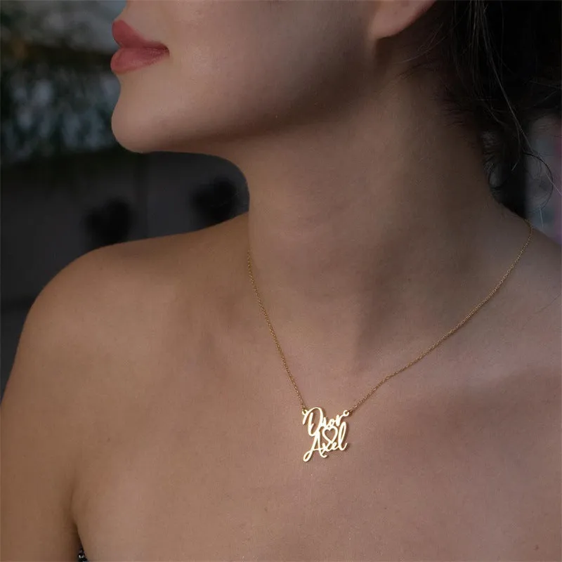 Women's Personalized Double Name Stainless Steel Necklace