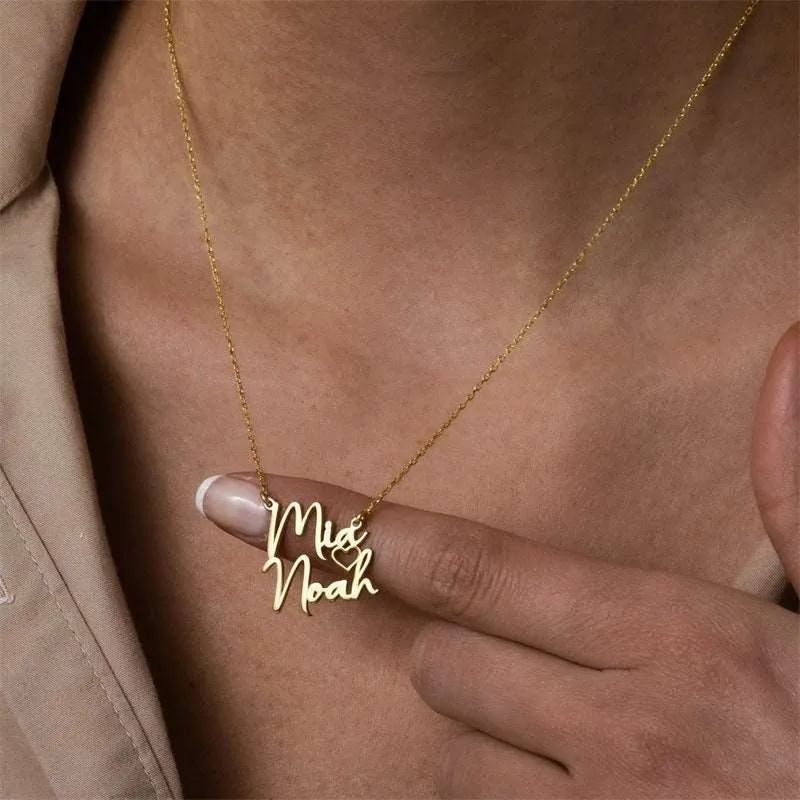 Women's Personalized Double Name Stainless Steel Necklace
