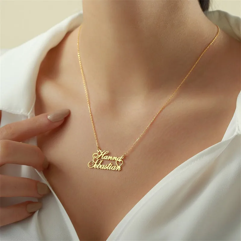 Women's Personalized Double Name Stainless Steel Necklace