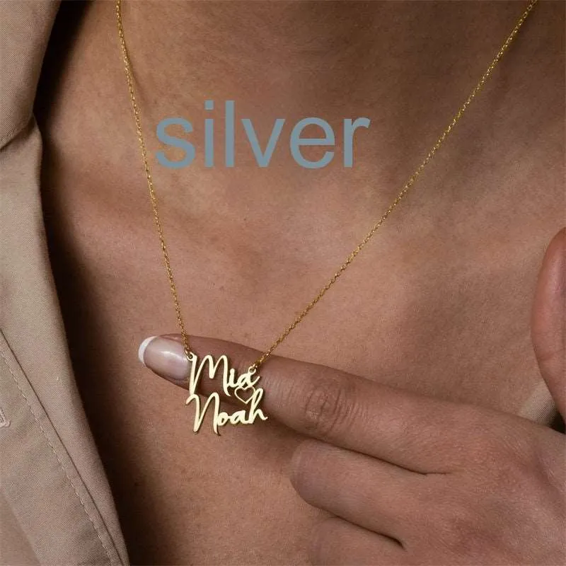 Women's Personalized Double Name Stainless Steel Necklace