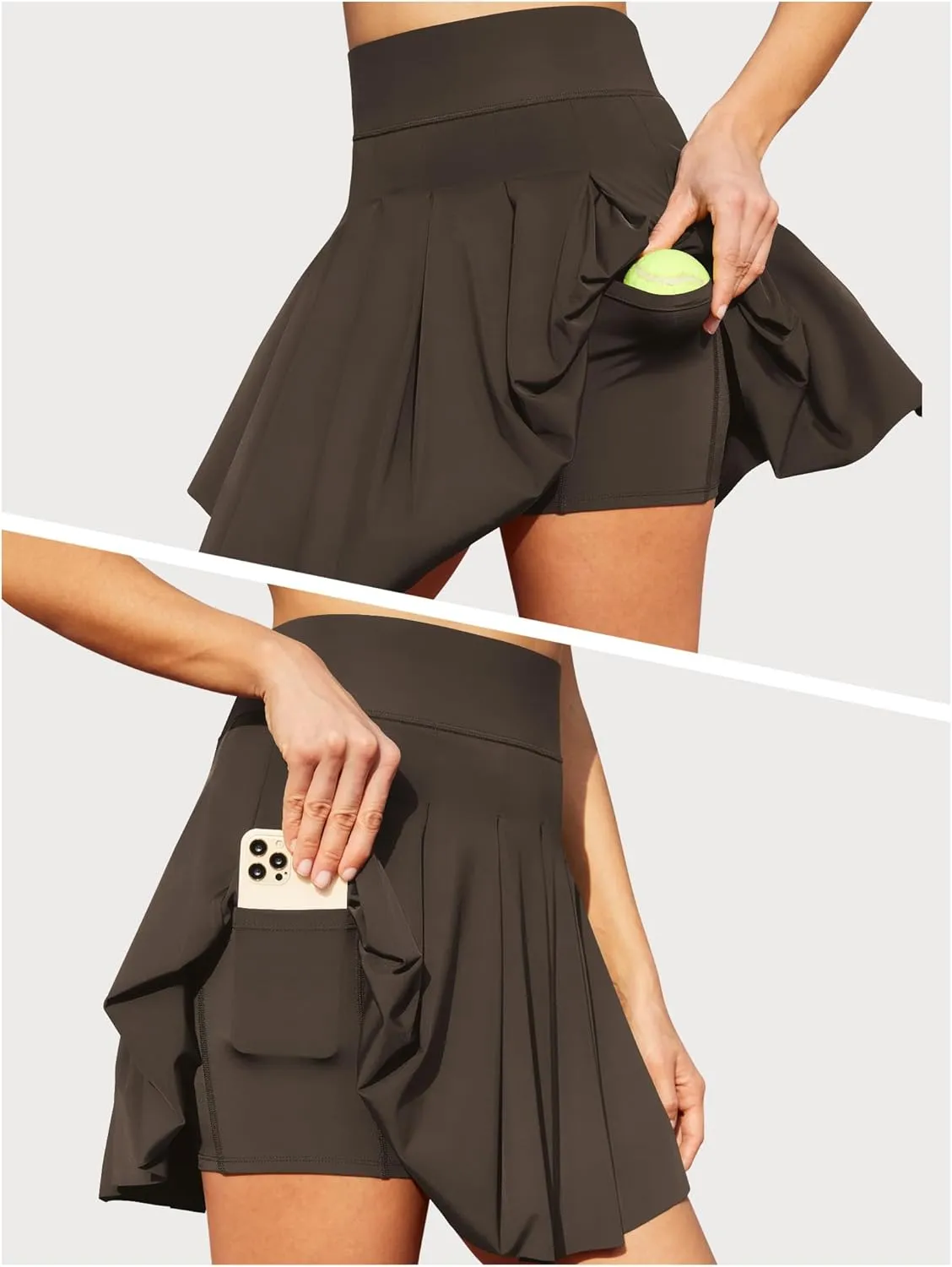 Women's Pleated Tennis Skater Skirts with Inner Shorts Pockets Athletic Skort Sports Mini Skirt for Running Golf