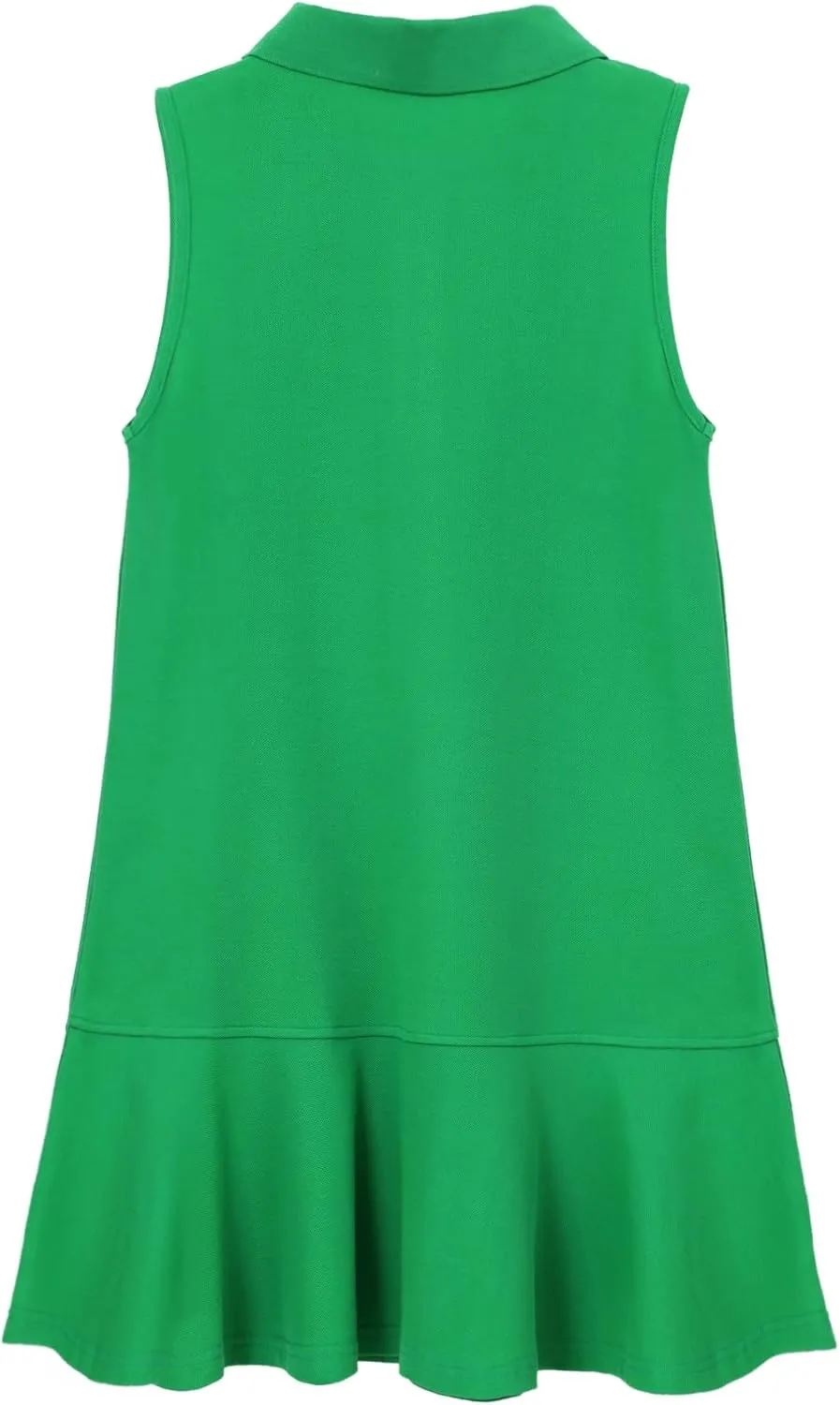 Women's Sleeveless Polo Dress Ruffle Hem Lapel V Neck Summer Shirt Mini Dresses